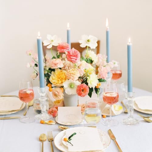 4.33" Tall Glass Candlestick Set of 6 Clear Crystal Candle Holders - Image 6