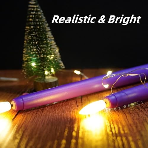 Purple Flameless Taper Candles LED Candlesticks with Remote Set of 4 - Image 3