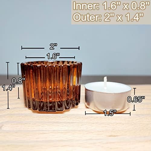 VOHO Amber Tealight Candle Holder Set of 24, Glass Votive Candle Holders - Image 3