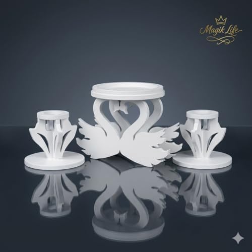 Wooden Unity Candle Holder – Solid Triple Candle Stand – Handcrafted from Natural Wood – Painted in Safe Premium White Finish – Fits 2 Taper (0.80”) & 1 Pillar Candle (3”) - Image 4