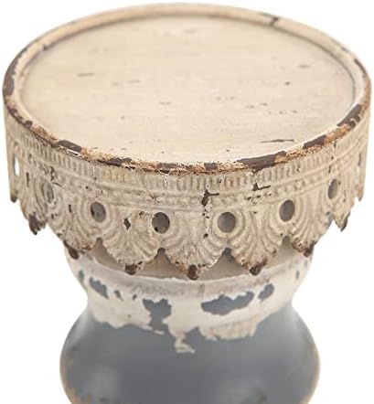 NIKKY HOME Rustic Wooden Pillar Candle Holders Set of 2, Shabby Chic Decor - Image 4