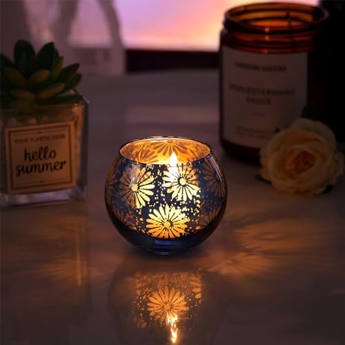 Blue Mercury Glass Votive Candle Holders Set of 12 - Image 4