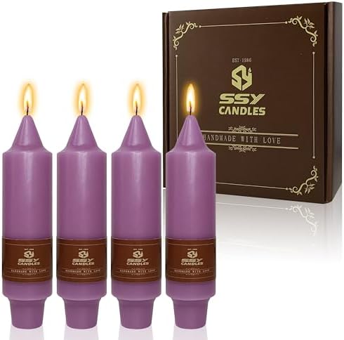 4 PCS Purple Candlesticks 5 inch Small Taper Candles Stick Unscented for Wedding Party Home Décor Candles Advent Candles by XINAOBAOLUO