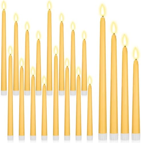 Rossesay 24 Pcs Flameless LED Taper Candles Battery Operated Candles 8.5", 9.65", 10.8", 12.8" Flameless Candlesticks Flickering for Christmas Church Wedding(Classic, Yellow) by Rossesay