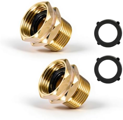 2 Pcs 3/4" GHT Female x 3/4" NPT Male Connector - Brass Garden Hose Adapter by WVIOUOPU