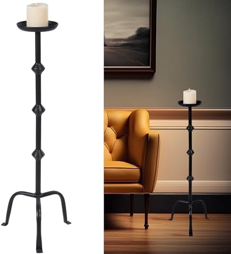 Mumufy 1 Pcs Metal Tall Floor Candleholder Candlestick, 32 in, Black by Mumufy