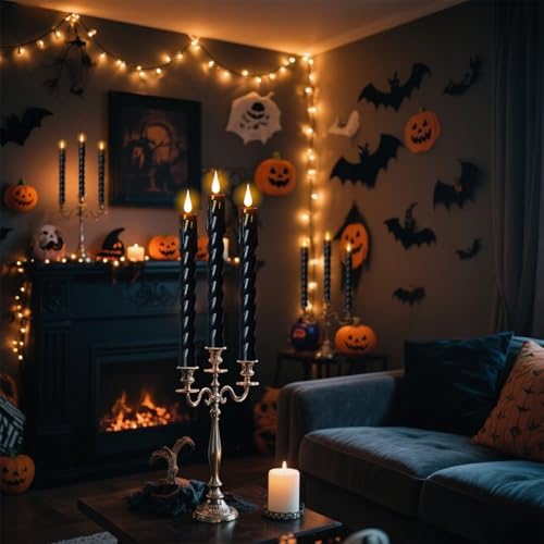 Black Flameless Taper Candles Battery Operated with Remote Timer - Image 7