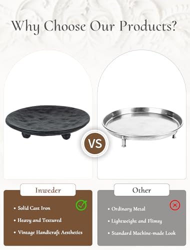 Iron Pillar Candle Holder: 4.6" Vintage Black Candle Tray and Plate - Image 4