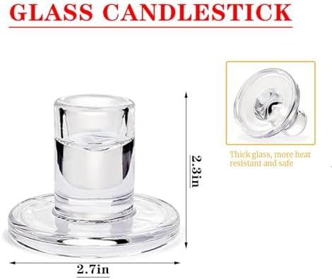 36 Pack Clear Glass Taper Candle Holders, 2.5 Inch Small Candlestick Stands for for Candle Sticks Christmas Party Living Room Dinner Advent Decoration (36) - Image 3