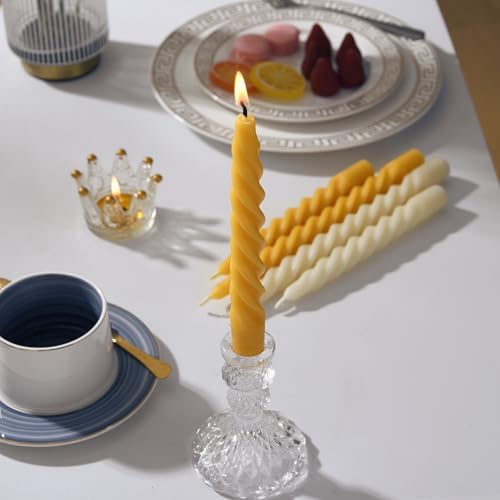 16PCS 7-Inch Pure Beeswax Spiral Taper Candles, Natural Raw, Dripless - Image 5