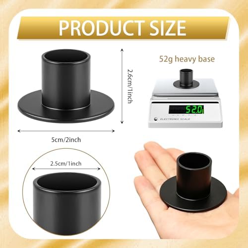 48Pcs Black Metal Taper Candle Holders Set - 2"×1" Elegant Bulk Heavy Base Candlestick Centerpieces for Table Decor, Wedding, Anniversary, Dinner Party - Image 2