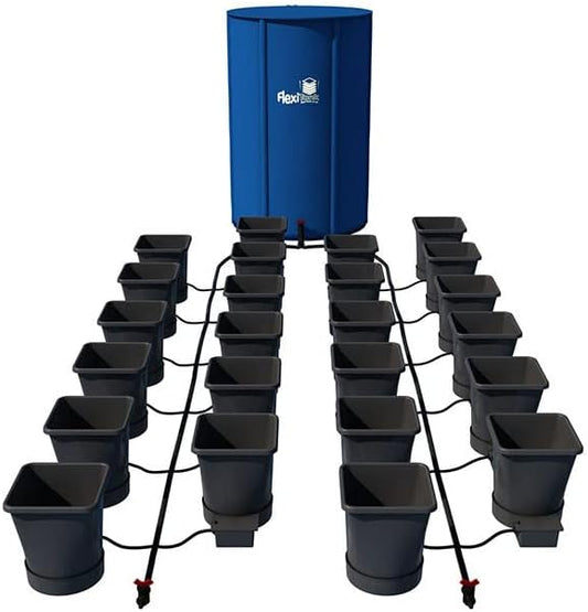 AutoPot 24 Pot XL System with 6.6 Gallon Plastic Pots and 105 Gallon FlexiTank - Self-Watering, Gravity-Fed Hydroponic System (24PotXL - 6.6 Gallon - 105 Gallon FlexiTank) Indoor, Black