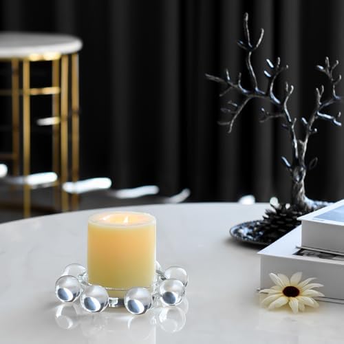 Crystal Candle Holders Pillar Candlestick Decorations for Home Party Dinner Christmas, Suitable for Large Cylindrical Candles, Clear - Image 5