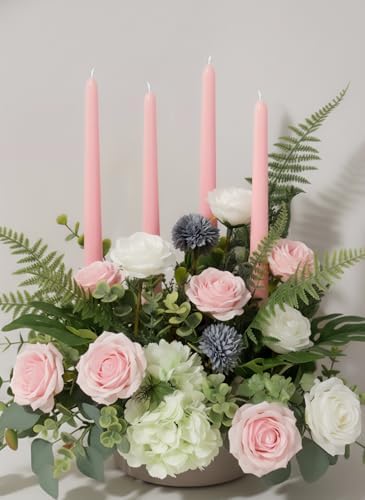 6 PK 10" Classic Taper Candles, Blush Pink, 7-8 Hours Long Burning, Unscented Tall Candlesticks - Image 5