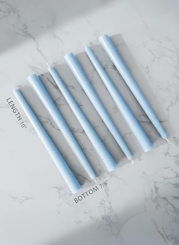 10" Classic Taper Candles, Sky Blue, 12-Pack, 7-8 Hours Long Burning, Unscented Tall Candlesticks - Image 2