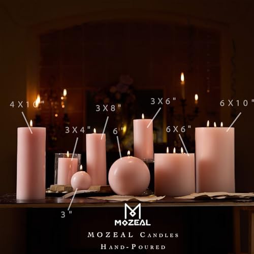MOZEAL Hand-Poured, 3 Inch Pearl Blush Round Ball Candles - Elegant Pearl Blush Round Pillar Candles Set of 3, Dripless, Unscented, Smokeless, Ideal for Weddings and Elegant Celebrations. - Image 5