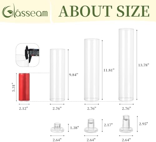 Glasseam Hurricane Candlestick Holders: 12 Pcs Glass Taper with Cylinder - Image 5