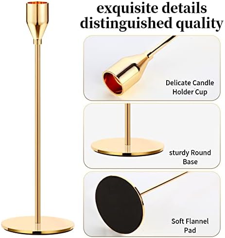 Oatnauxil Metal Gold Taper Candle Holder for Wedding, Dinning, Party, Fits 3/4 inch Thick Candle&Led Candles (Set of 6 Pcs) - Image 2