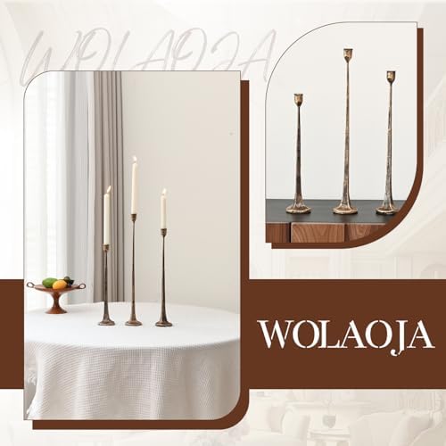 Set of 3 Candle Stick Holders, Iron Antique Gold Candlestick Holders, Fits 3/4 inch Thick Candles, Tapered Candle Holders Tall Set for Dining Table, Wedding, Home Decoration - Image 6