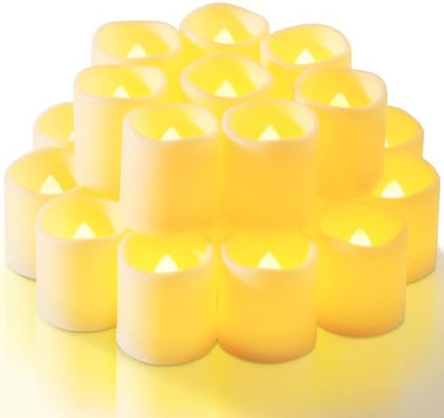 Homemory 12 Pack Ivory Flameless Flickering LED Votive Tealights Candles by Homemory