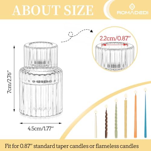 Romadedi Glass Candle Holder for Candlestick, Clear, Pack of 20 - Image 4
