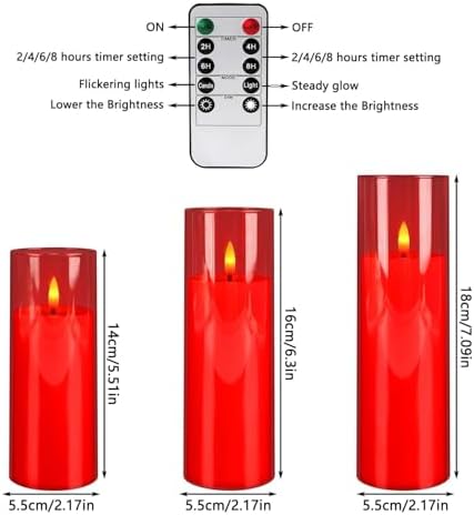 24-Pack Red Flameless LED Candles - Remote Control & Timer, Realistic Flickering for Chinese New Year Decor, Valentine's Day, Romantic Home Ambiance, Fireplace Mantel & Festive Centerpieces - Image 3