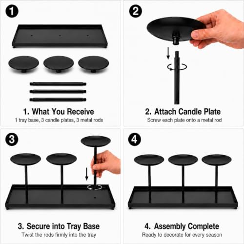 Metal Pillar Candle Holders, Fall Centerpieces Dining Table Decor - Image 3