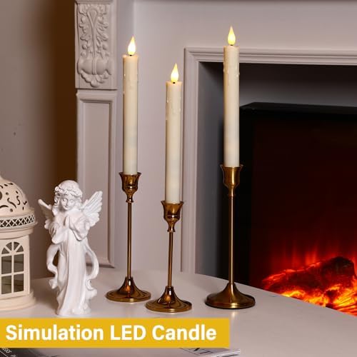 Baquler 24 Pcs 8.8" Ivory Flameless Taper Candle LED Stick Battery Operated - Image 3