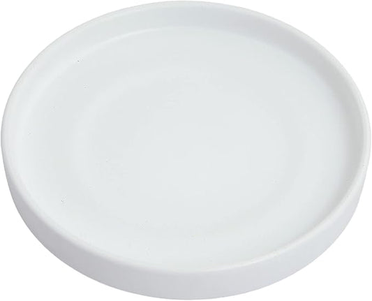 15 Inch Ceramic Saucer - Drainage Tray for Plant Pot (Matte White) | 15" ceramic plant saucer for 12" & 13" pots, heavy-duty waterproof drainage tray protects floors and furniture.