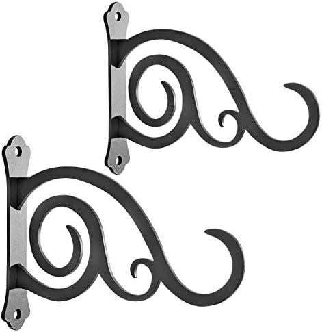 6-Inch Outdoor Indoor Decorative Iron Lantern Wall Hooks Hangers for Hanging Wind Chimes Hummingbird Feeders Candle Holders(Black, Set of 2) by HongKim