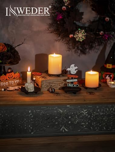 Iron Pillar Candle Holder: 4.6" Vintage Black Candle Tray and Plate - Image 3