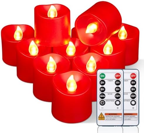 Homemory Red Flameless LED Votive Tealight Candles & Timer Remote, 24Pack by Homemory