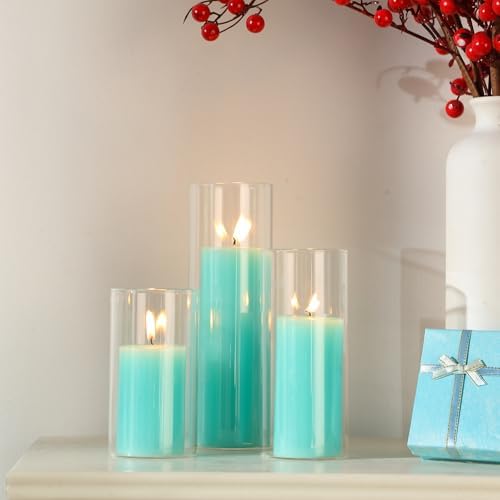 Shihanee 3 Pillar Candle and Holder, S, Lake Blue - Image 6