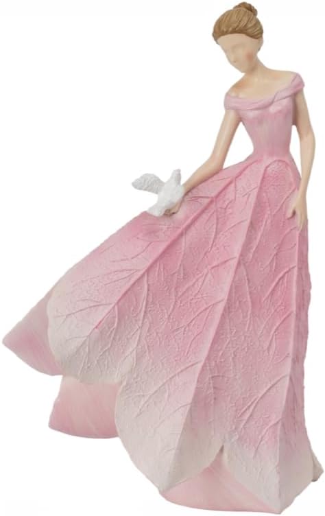 Guichifun Fairy Statue Collection Home Decoration - Pink Leaf Angel Girls Resin Home Garden Patio Living Room Decor Memorial Gift for Mom 5.5 x 3.25 x 8 Inch