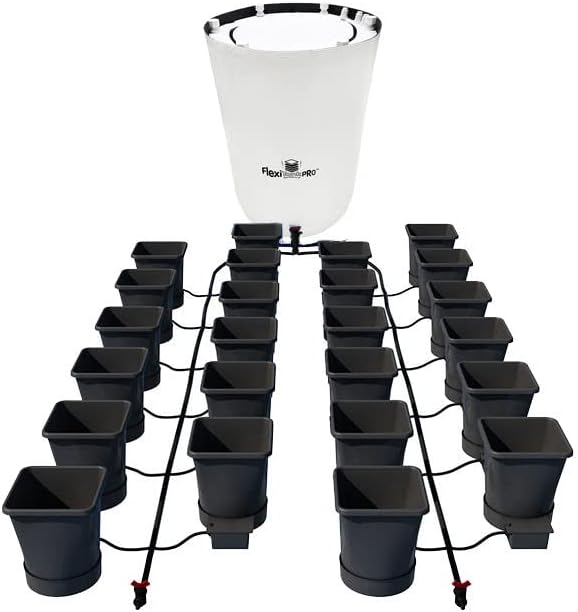 AutoPot 24 Pot XL System with 6.6 Gallon Plastic Pots and 105 Gallon PRO FlexiTank - Self-Watering, Gravity-Fed Hydroponic System (24PotXL - 6.6 Gallon - 105 Gallon PRO FlexiTank) Indoor, Black