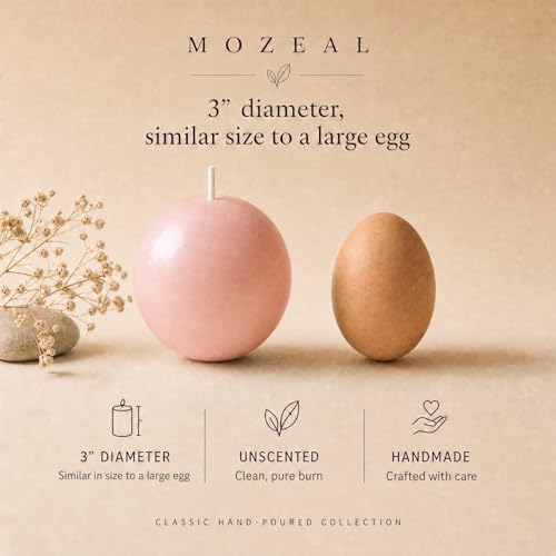 MOZEAL Hand-Poured, 3 Inch Pearl Blush Round Ball Candles - Elegant Pearl Blush Round Pillar Candles Set of 3, Dripless, Unscented, Smokeless, Ideal for Weddings and Elegant Celebrations. - Image 3
