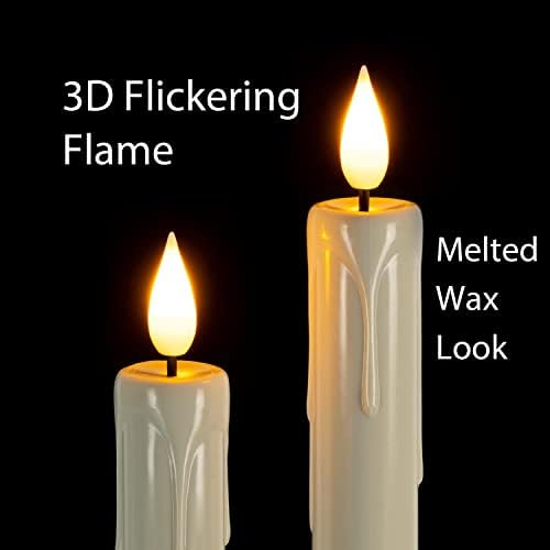 Homemory 3 Pcs Flameless Taper Candles with Remote Timer Dimmer, 9.6" Ivory LED Candlesticks Battery Operated, Plastic Flickering Flameless Candles for Fireplace Wedding Seasonal Indoor Decorations - Image 2