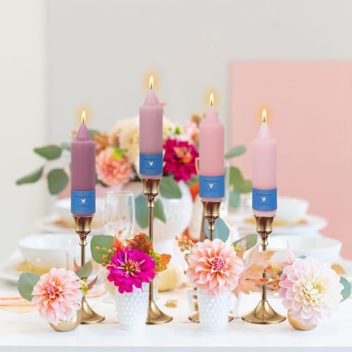 Handmade Unscented Taper Candles Slow Burn Gradient Pink Candles 5 Inch Short Dinner Candle Sticks Smokeless Wax Candles Unique Design for Weddings Holiday Gift Home Decoration - Image 6