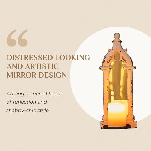 Wall Candle Sconces Set of 2 with Real Mirror, Distressed White - Image 5