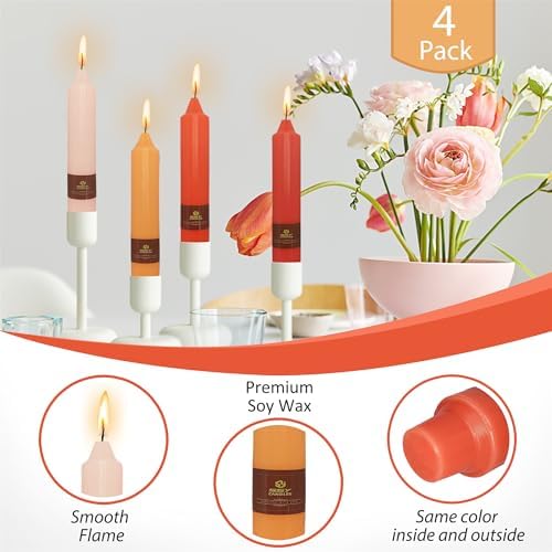 Dripless Taper Candles Orange Candlesticks,Gedengni 7 inches Long Tapered Candle Tall Candle Sticks Colorful Dinner Candles for Home Decor Wedding Holiday Party,4pcs-18ORGRA - Image 3
