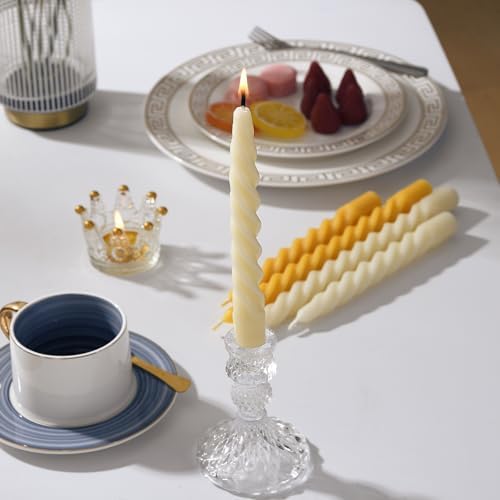 2PCS 7-Inch Pure Beeswax Spiral Taper Candles, Cream White, Dripless - Image 5