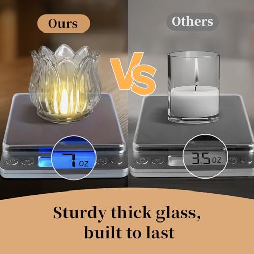 Tulip Votive Candle Holders Set of 6, Tea Light Candle Holder Glass for Table Centerpiece, Tealight Candle Holders for Wedding Déco, Birthday, Anniversary, Parties, and Holiday (Clear) - Image 4