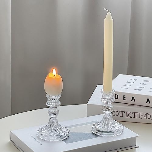 Glass Candlestick Holders Set of 6, Taper Candle Holder for Wedding Festival Christmas Party Valentine's Decor, Table Centerpieces - Image 4