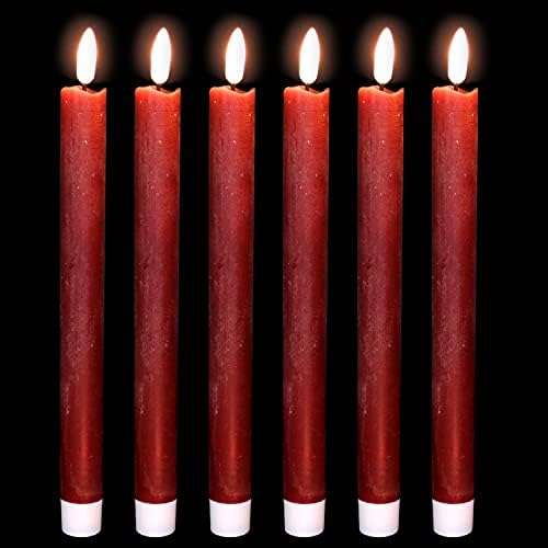 Red Flameless LED Taper Candles Battery Operated with 6H Timer by DRomance
