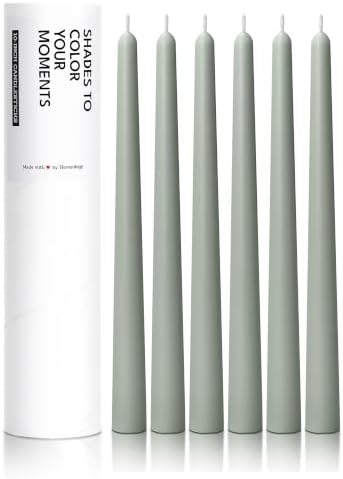 6PK 10" Classic Taper Candles, Sage Green, 7-8 Hours Long Burning, Unscented Tall Candlesticks by Unknown
