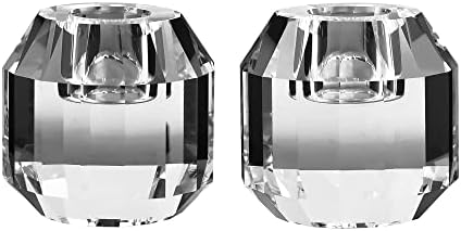 kitCom Crystal Candle Holders Set of 2, 2.36" Crystal Candlestick Holders, Crystal Taper Candle Holders for Table Wedding Housewarming Gifts Deco by kitComhomekitchen