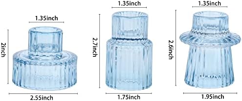 Vixdonos Glass Candlestick Holders Tealight Candle Holders for Table Centerpieces, Wedding Decor and Dinner Party (6 Pcs, Light Blue) - Image 2