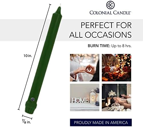 Colonial Candle Unscented Taper Candle, Classic Collection, Evergreen, 10 In, Pack of 12 - Up to 8 Hours Burn - Image 3