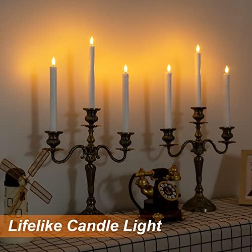 Homemory 6 Pcs Flameless Taper Candles with Remote, Timer, Dimmer, 9.6 Inches Plastic White Led CandleSticks with Flickering Light, Battery Operated Window Candles for Halloween Christmas Decoration - Image 5