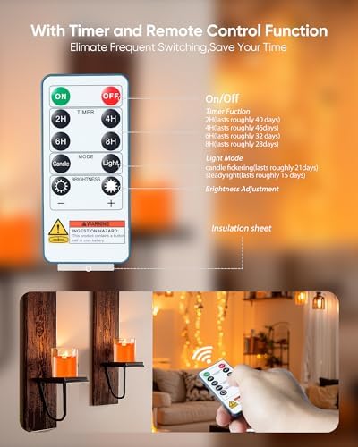 Homemory Orange Flameless LED Votive Tealight Candles & Timer Remote,24Pack - Image 3